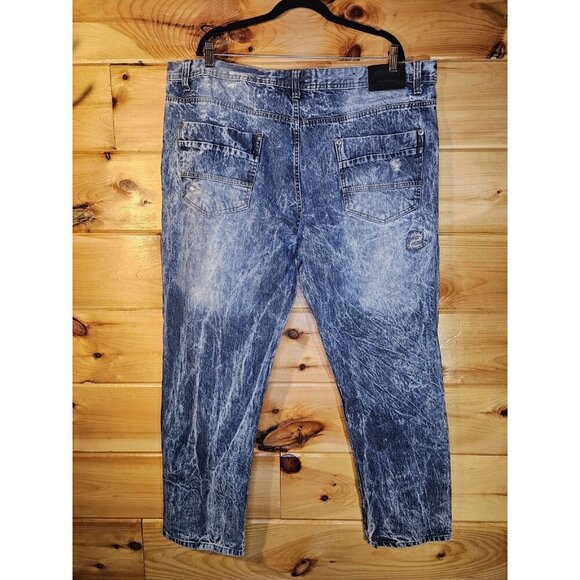 Y2K South Pole Men’s Size 46X32 Blue Ripped Distressed Denim Jeans Medium Wash - Picture 2 of 10